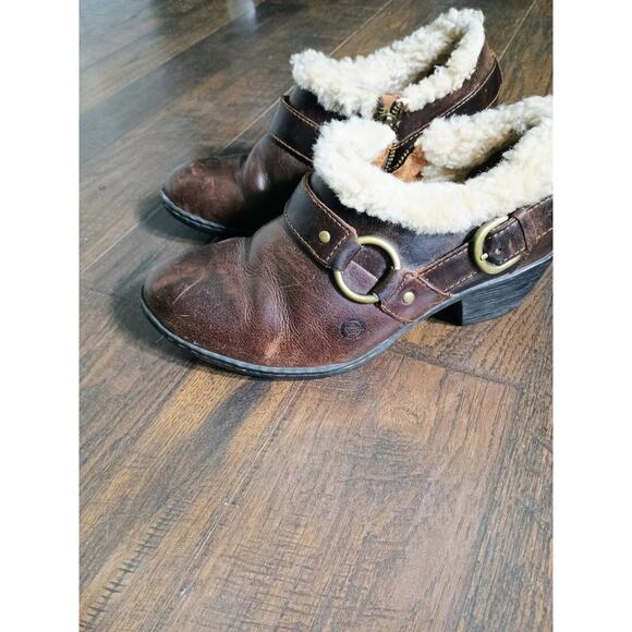 Born Shoes - Born Womens Cita Shearling Lined Leather Bootie sz 6 brown leather